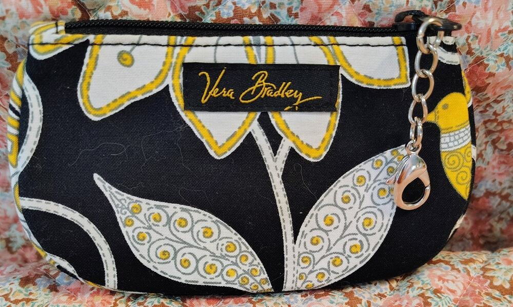 Vera Bradley Yellow Bird Retired Coin Purse Keychain NWOT